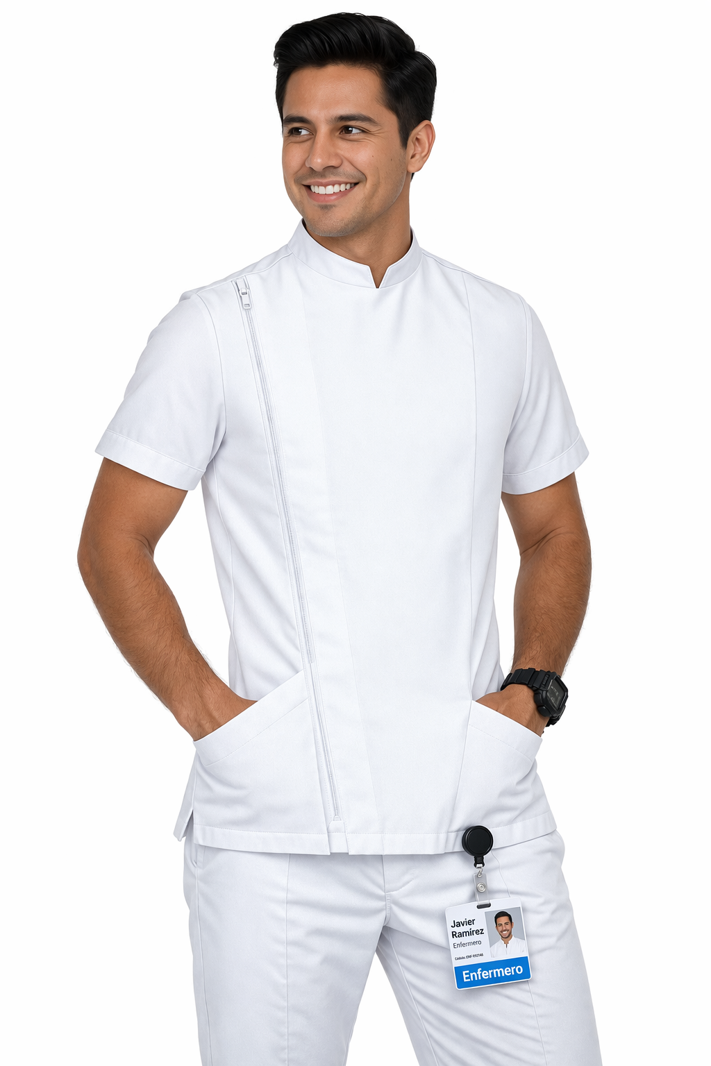Filipina De enfermer­a Para Hombre Manga Corta Cuello Mao Ronaldo EST