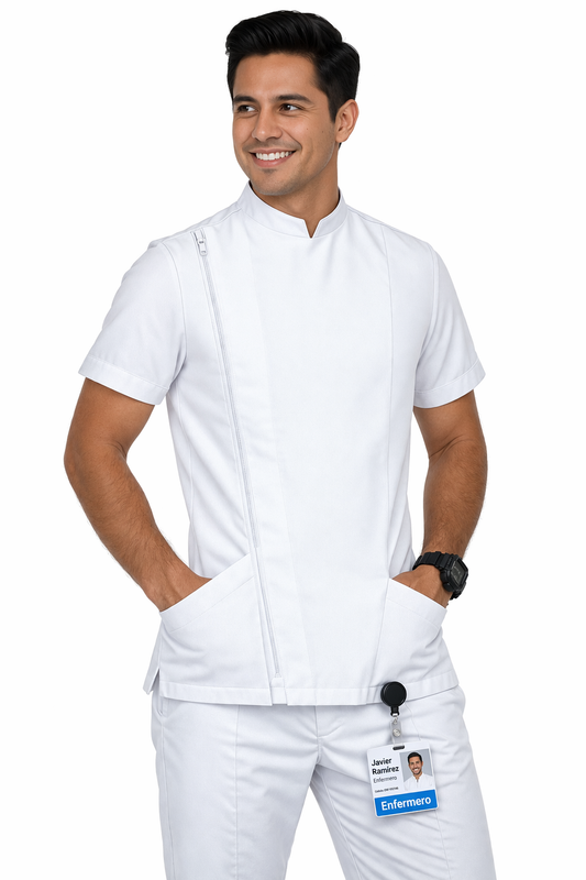 Filipina De enfermer­a Para Hombre Manga Corta Cuello Mao Ronaldo EST