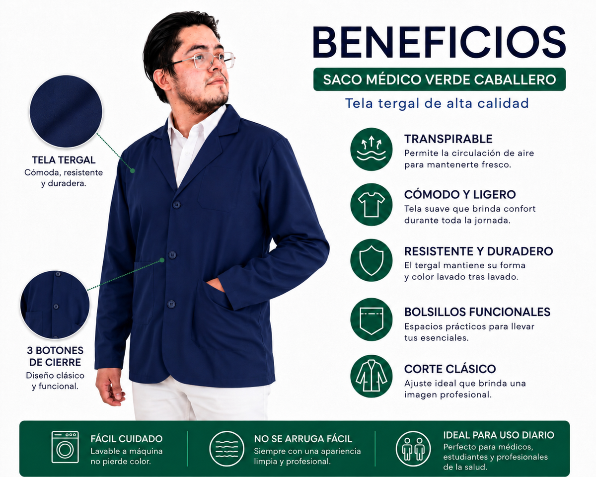 Saco Medico Cli­nico Caballero Colores EST