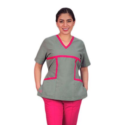 Filipina Medica Dama Scrub Top Manga Corta Isamar Escote V Colores ENF